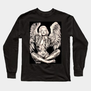 Marilyn Monroe as a Tattooed Winged Lady Print Long Sleeve T-Shirt